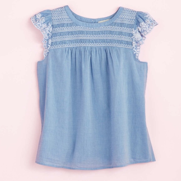 Embroidered Ruffle Sleeve Top - Picture 1 of 3